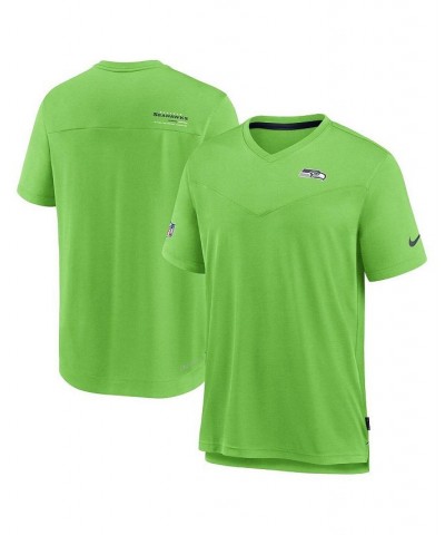 Men's Neon Green Seattle Seahawks 2022 Sideline Coach Chevron Lock Up Performance V-Neck T-shirt $23.97 T-Shirts