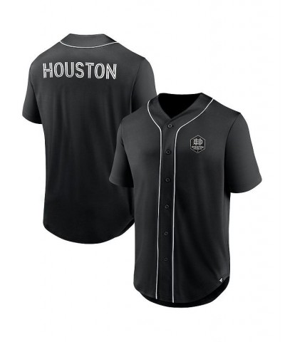 Men's Branded Black Houston Dynamo FC Third Period Fashion Baseball Button-Up Jersey $30.10 Jersey