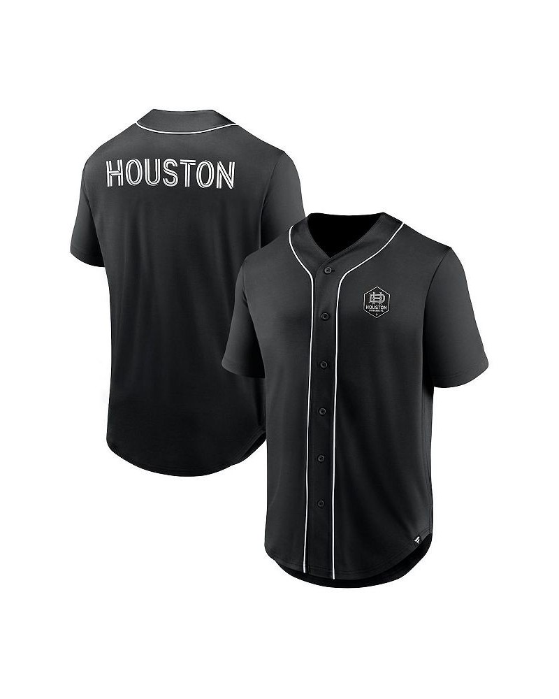 Men's Branded Black Houston Dynamo FC Third Period Fashion Baseball Button-Up Jersey $30.10 Jersey