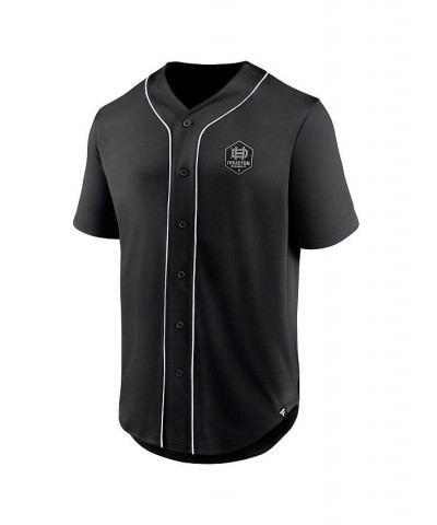 Men's Branded Black Houston Dynamo FC Third Period Fashion Baseball Button-Up Jersey $30.10 Jersey