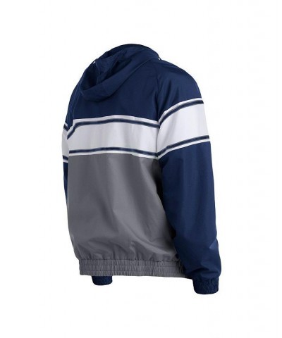 Men's Navy New York Yankees Ripstop Raglan Quarter-Zip Hoodie $42.00 Jackets