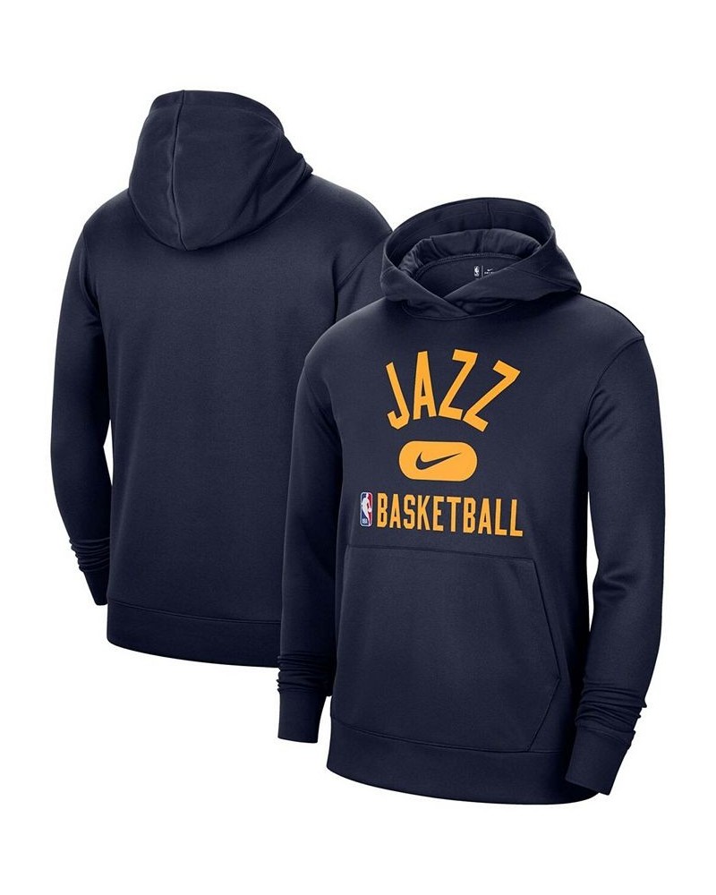 Men's Navy Utah Jazz 2021-2022 Spotlight On Court Performance Practice Pullover Hoodie $26.66 Sweatshirt