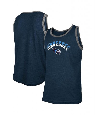 Men's Heathered Navy Tennessee Titans Ringer Tri-Blend Tank Top $16.73 T-Shirts