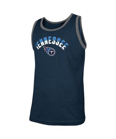 Men's Heathered Navy Tennessee Titans Ringer Tri-Blend Tank Top $16.73 T-Shirts