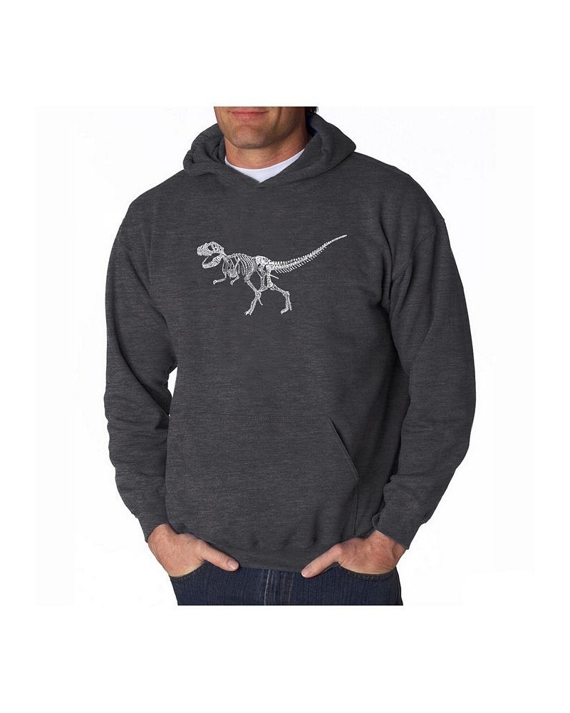 Men's Word Art Hooded Sweatshirt - Dinosaur T-Rex Skeleton Gray $34.79 Sweatshirt