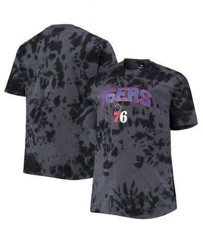Men's Black Philadelphia 76ers Big and Tall Marble Dye Tonal Performance T-shirt $27.35 T-Shirts