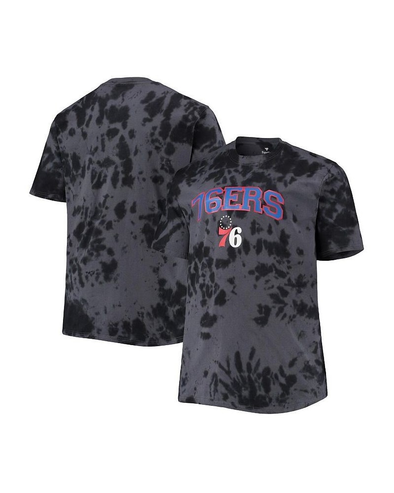 Men's Black Philadelphia 76ers Big and Tall Marble Dye Tonal Performance T-shirt $27.35 T-Shirts