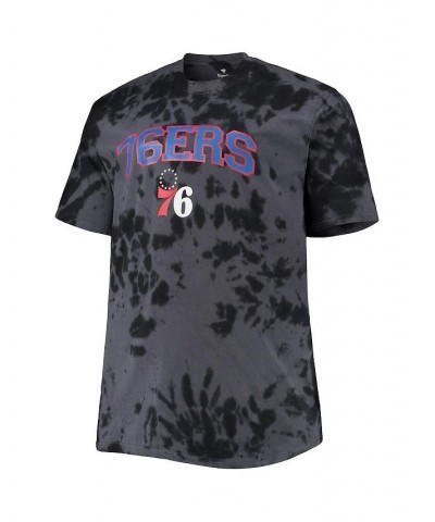 Men's Black Philadelphia 76ers Big and Tall Marble Dye Tonal Performance T-shirt $27.35 T-Shirts