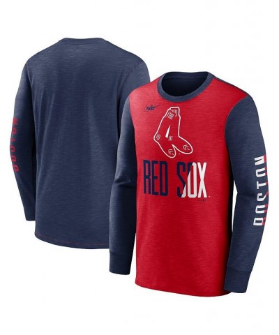 Men's Red, Navy Boston Red Sox Cooperstown Collection Rewind Splitter Slub Long Sleeve T-shirt $30.59 T-Shirts