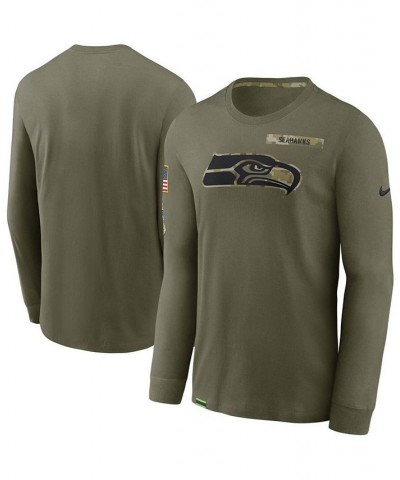 Men's Olive Seattle Seahawks 2021 Salute To Service Performance Long Sleeve T-Shirt $22.78 T-Shirts
