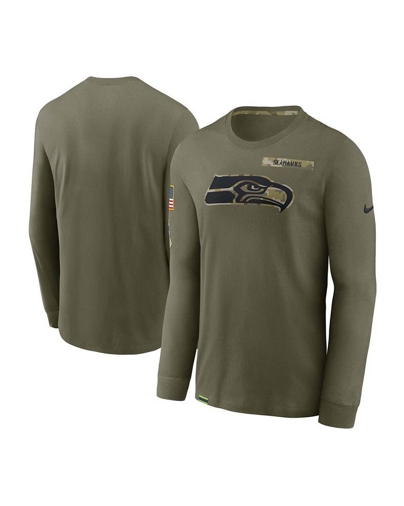 Men's Olive Seattle Seahawks 2021 Salute To Service Performance Long Sleeve T-Shirt $22.78 T-Shirts