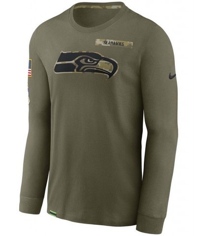 Men's Olive Seattle Seahawks 2021 Salute To Service Performance Long Sleeve T-Shirt $22.78 T-Shirts