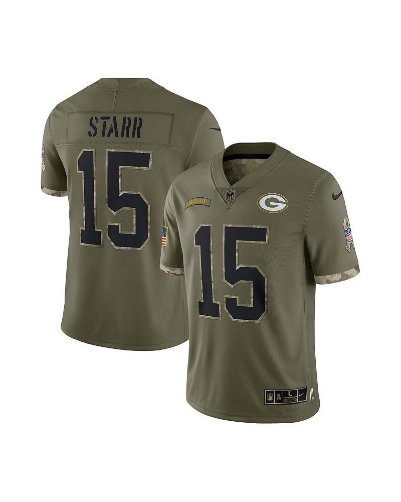 Men's Bart Starr Olive Green Bay Packers 2022 Salute To Service Retired Player Limited Jersey $60.90 Jersey