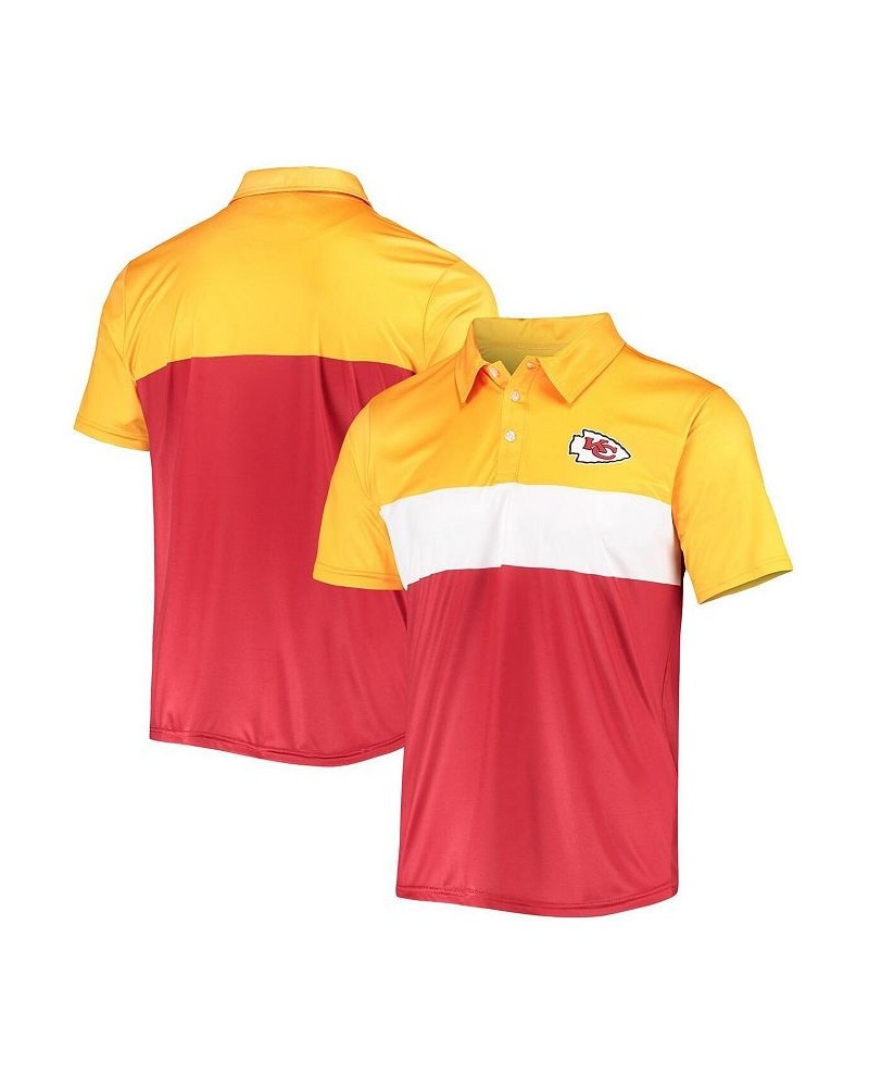 Men's Gold, Red Kansas City Chiefs Retro Colorblock Polo Shirt $23.10 Polo Shirts