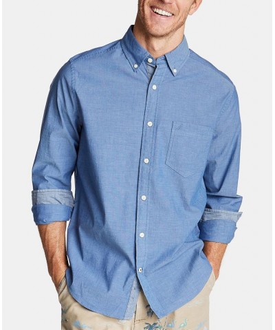 Men's Classic-Fit Stretch Solid Oxford Button-Down Shirt Riviera Blue $26.00 Shirts