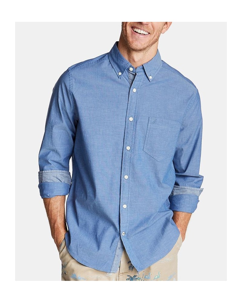 Men's Classic-Fit Stretch Solid Oxford Button-Down Shirt Riviera Blue $26.00 Shirts