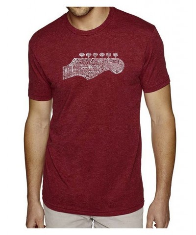 Men's Premium Word Art T-Shirt - Guitar Head Red $21.60 T-Shirts