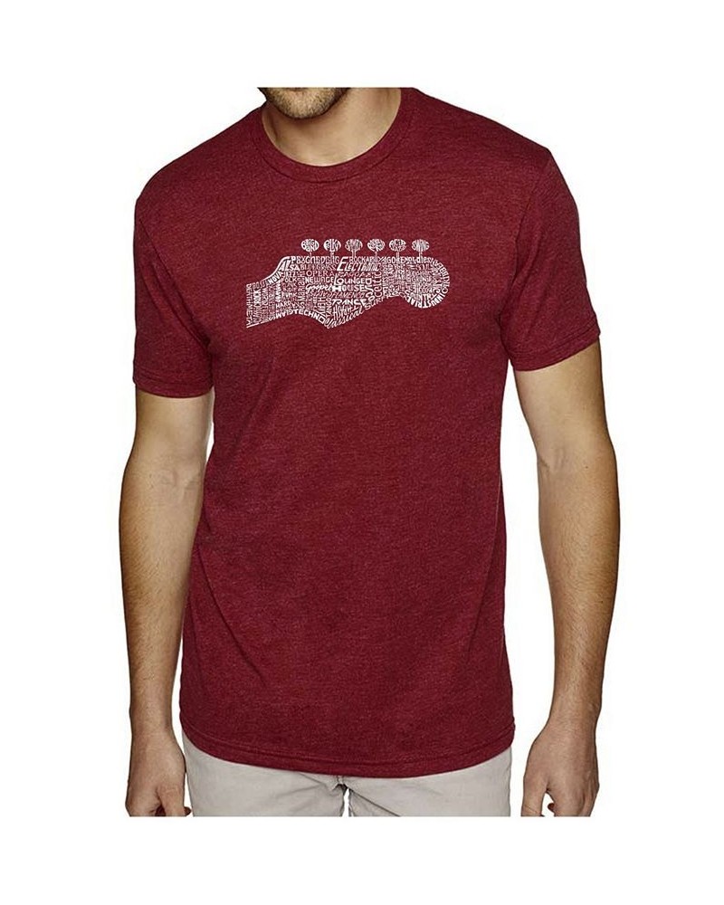 Men's Premium Word Art T-Shirt - Guitar Head Red $21.60 T-Shirts