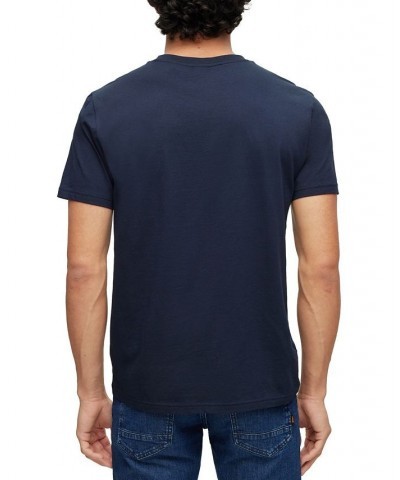 BOSS Men's Cotton-Jersey T-shirt with Rubber-Print Logo Blue $29.24 T-Shirts