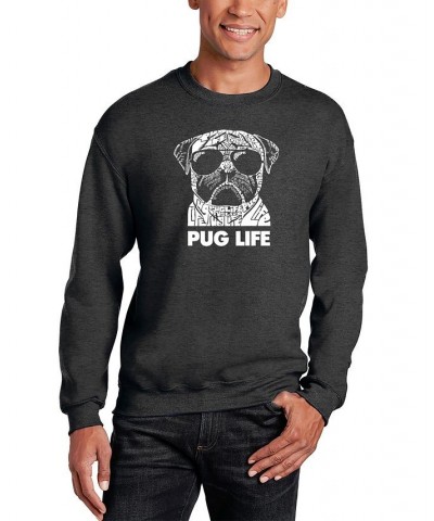 Men's Pug Life Word Art Crewneck Sweatshirt Gray $24.50 Sweatshirt