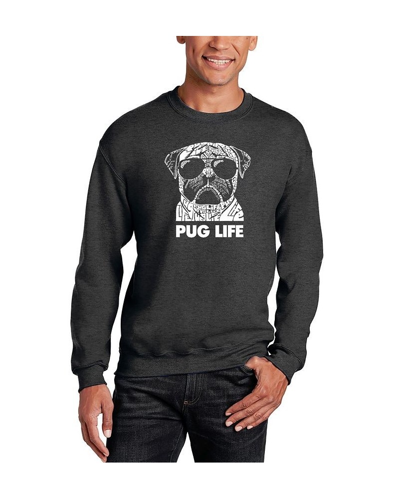 Men's Pug Life Word Art Crewneck Sweatshirt Gray $24.50 Sweatshirt