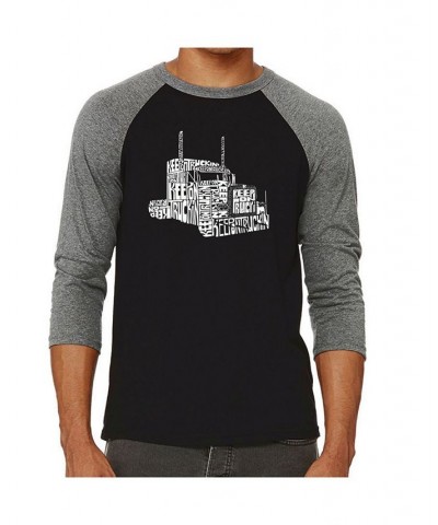 Keep on Trucking Men's Raglan Word Art T-shirt Gray $24.29 T-Shirts