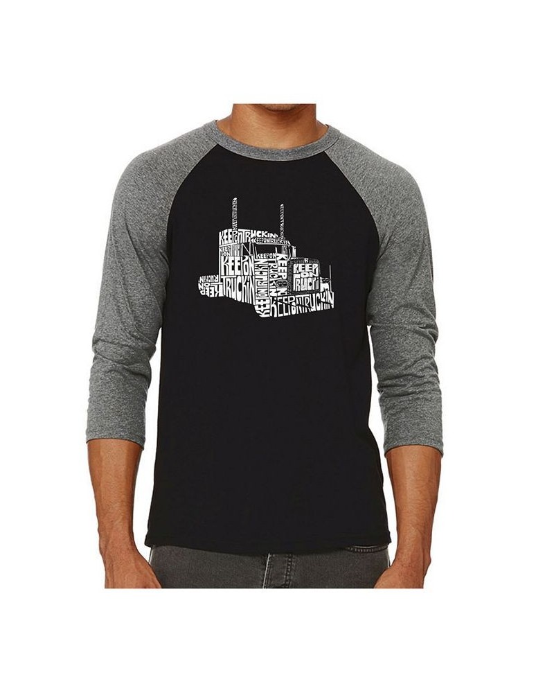 Keep on Trucking Men's Raglan Word Art T-shirt Gray $24.29 T-Shirts