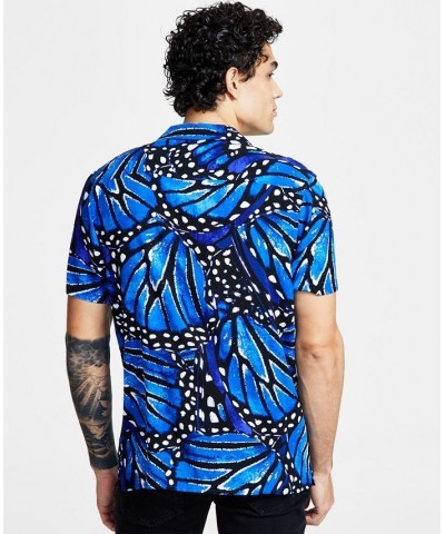 Men's Regular-Fit Butterfly Short-Sleeve Shirt Blue $21.00 Shirts