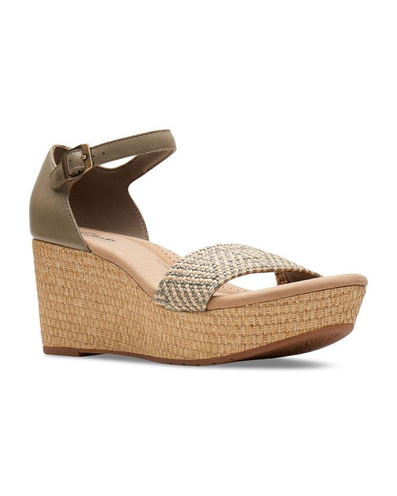 Women's Rose Ease Ankle-Strap Espadrille Platform Wedge Sandals Green $45.78 Shoes