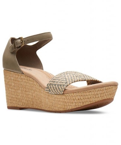 Women's Rose Ease Ankle-Strap Espadrille Platform Wedge Sandals Green $45.78 Shoes