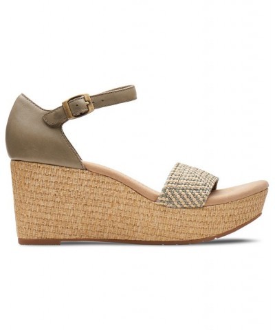 Women's Rose Ease Ankle-Strap Espadrille Platform Wedge Sandals Green $45.78 Shoes