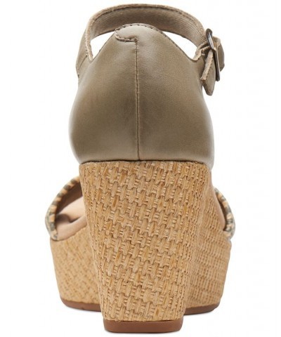 Women's Rose Ease Ankle-Strap Espadrille Platform Wedge Sandals Green $45.78 Shoes