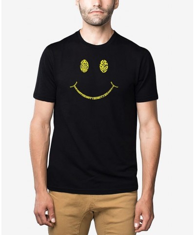 Men's Premium Blend Word Art Be Happy Smiley Face T-shirt Black $23.84 T-Shirts