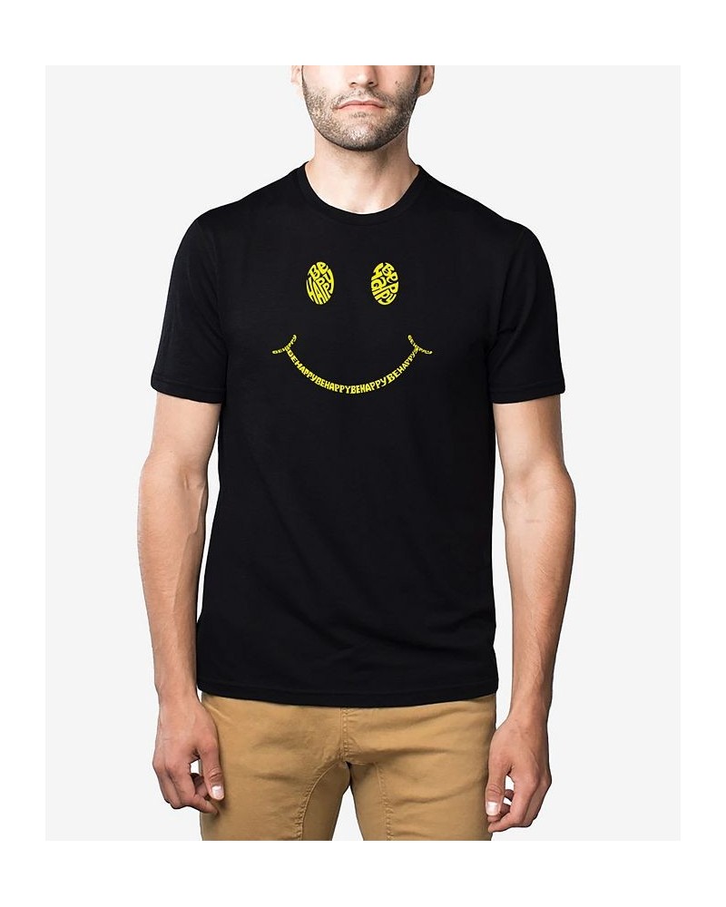 Men's Premium Blend Word Art Be Happy Smiley Face T-shirt Black $23.84 T-Shirts