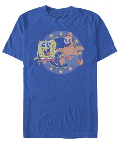 Men's SpongeBob Patrick Short Sleeve Crew T-shirt Blue $15.05 T-Shirts