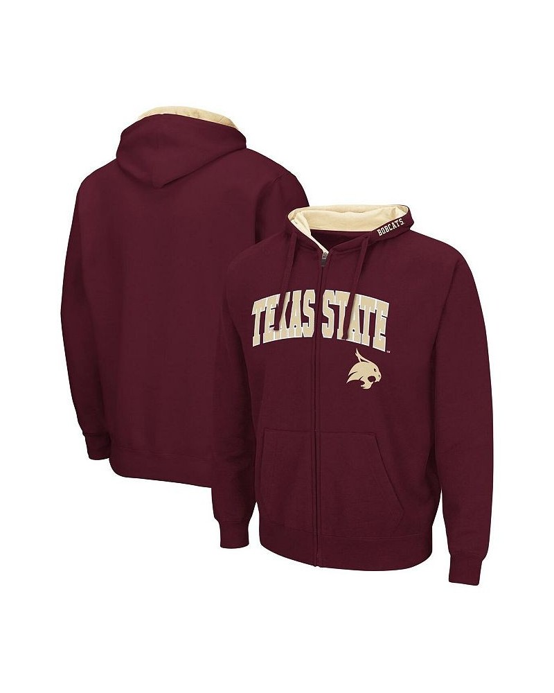 Men's Maroon Texas State Bobcats Arch and Logo 3.0 Full-Zip Hoodie $31.79 Sweatshirt