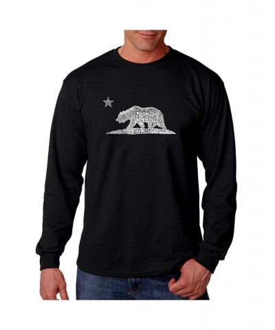 Men's Word Art Long Sleeve T-Shirt- California Bear Black $23.59 T-Shirts