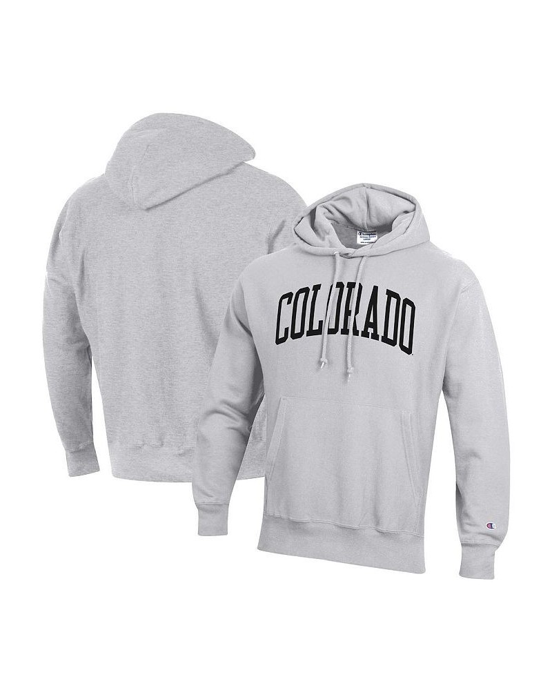 Men's Heathered Gray Colorado Buffaloes Team Arch Reverse Weave Pullover Hoodie $42.75 Sweatshirt