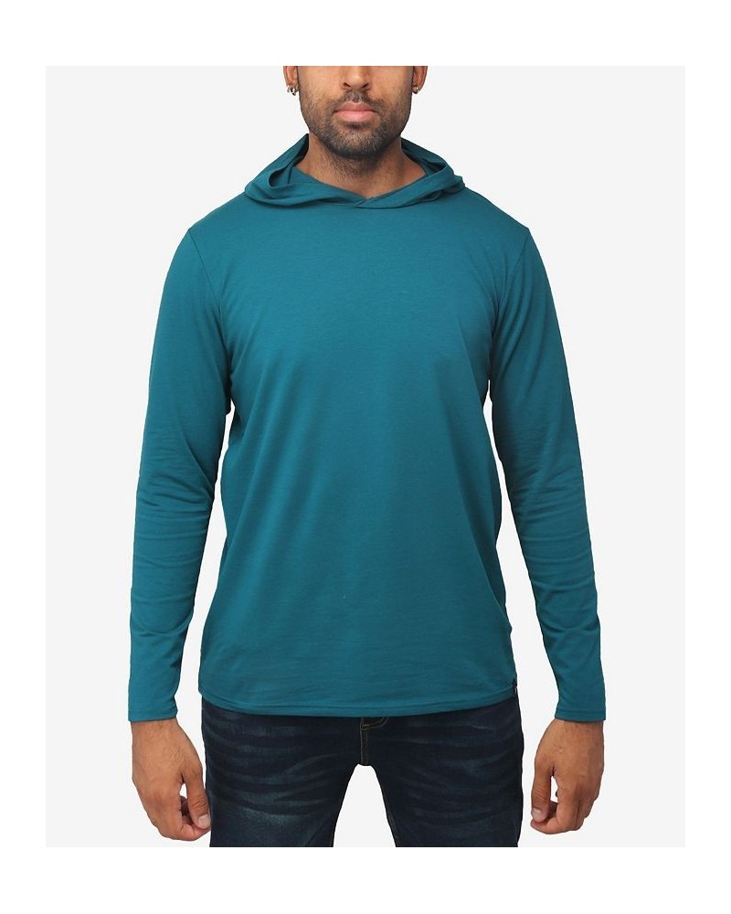 Men's Soft Stretch Long Sleeve Hoodie Teal $22.05 Sweatshirt