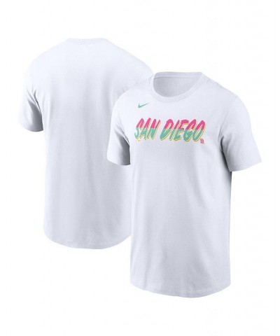 Men's White San Diego Padres 2022 City Connect Wordmark T-shirt $21.59 T-Shirts