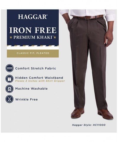 Men's Iron Free Premium Khaki Classic-Fit Pleated Pant Espresso $26.95 Pants