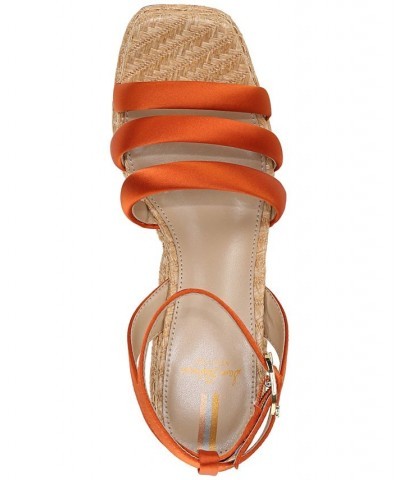 Tibby Raffia Platform Wedge Sandals Orange $48.00 Shoes