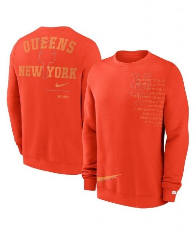 Men's Orange New York Mets Statement Ball Game Fleece Pullover Sweatshirt $52.99 Sweatshirt