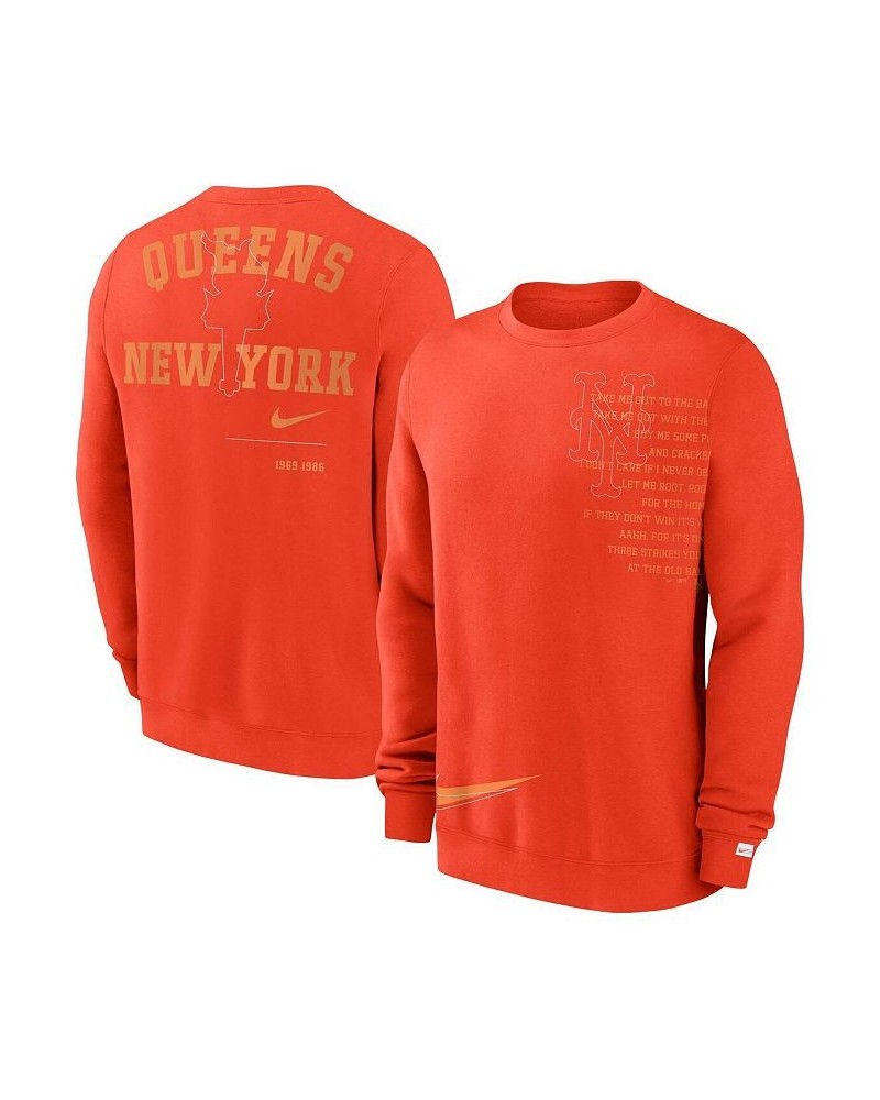 Men's Orange New York Mets Statement Ball Game Fleece Pullover Sweatshirt $52.99 Sweatshirt