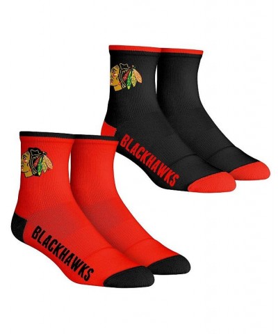 Men's Socks Chicago Blackhawks Core Team 2-Pack Quarter Length Sock Set $12.60 Socks