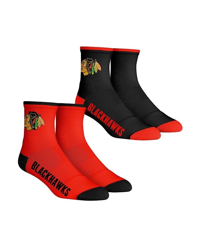 Men's Socks Chicago Blackhawks Core Team 2-Pack Quarter Length Sock Set $12.60 Socks