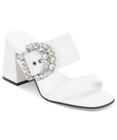 Women's Sylvie Slip-On Buckled Sandals White $47.70 Shoes
