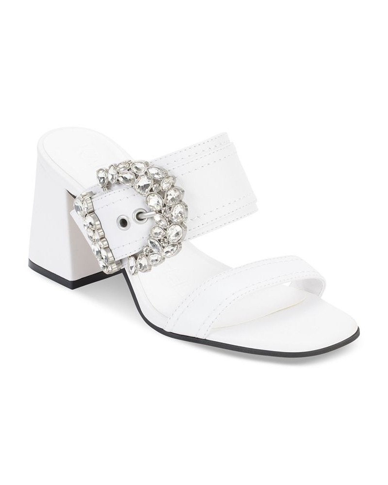 Women's Sylvie Slip-On Buckled Sandals White $47.70 Shoes