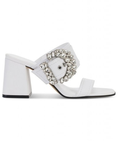 Women's Sylvie Slip-On Buckled Sandals White $47.70 Shoes