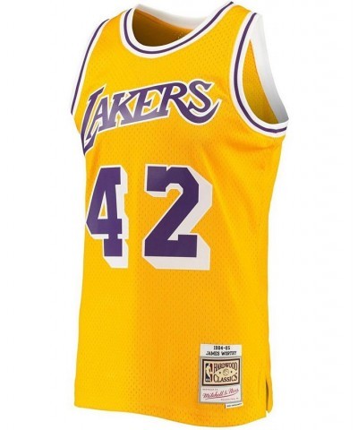 Men's James Worthy Gold Los Angeles Lakers 1984-85 Hardwood Classics Swingman Jersey $49.95 Jersey